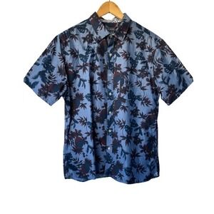 Van Heusen Slim Fit Never Tuck Button Up Shirt Men Large 16/16.5 Floral Tropical